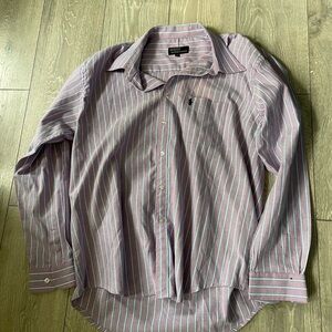 Ralph Lauren Pink and Blue Striped Button Down Shirt